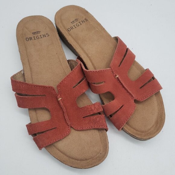 Earth Origins Lyndon Luna Womens Size 6.5 Shoes Paprika Suede Slide Sandals - Picture 1 of 11